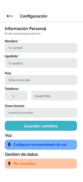 Configuración de la app